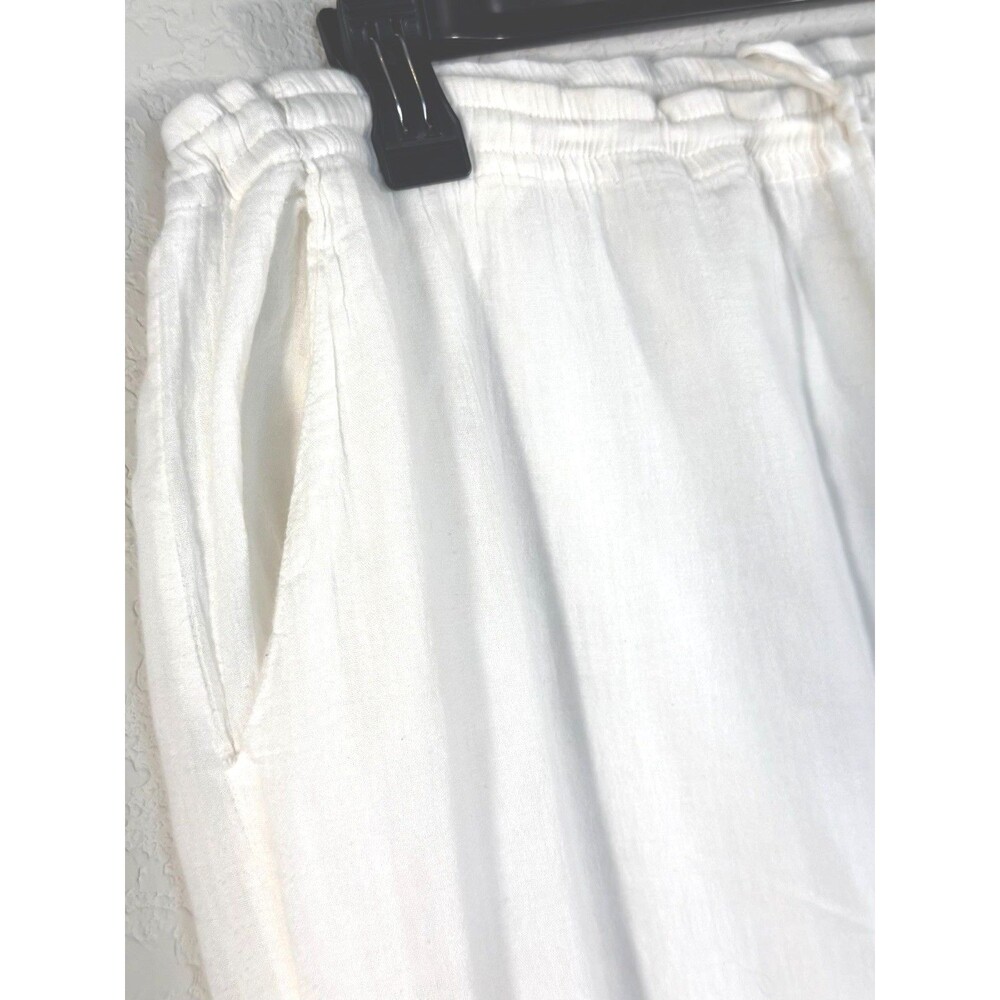 The Gandy Boutique White 100% Cotton Gauze Wide Leg Cropped Pants Free Size OS - Picture 3 of 8